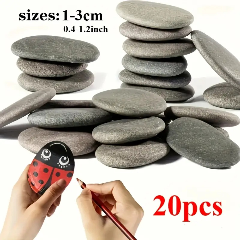 Fish Tank Gravel - 20 Stück natürliche Flussfelsen, glatte flache