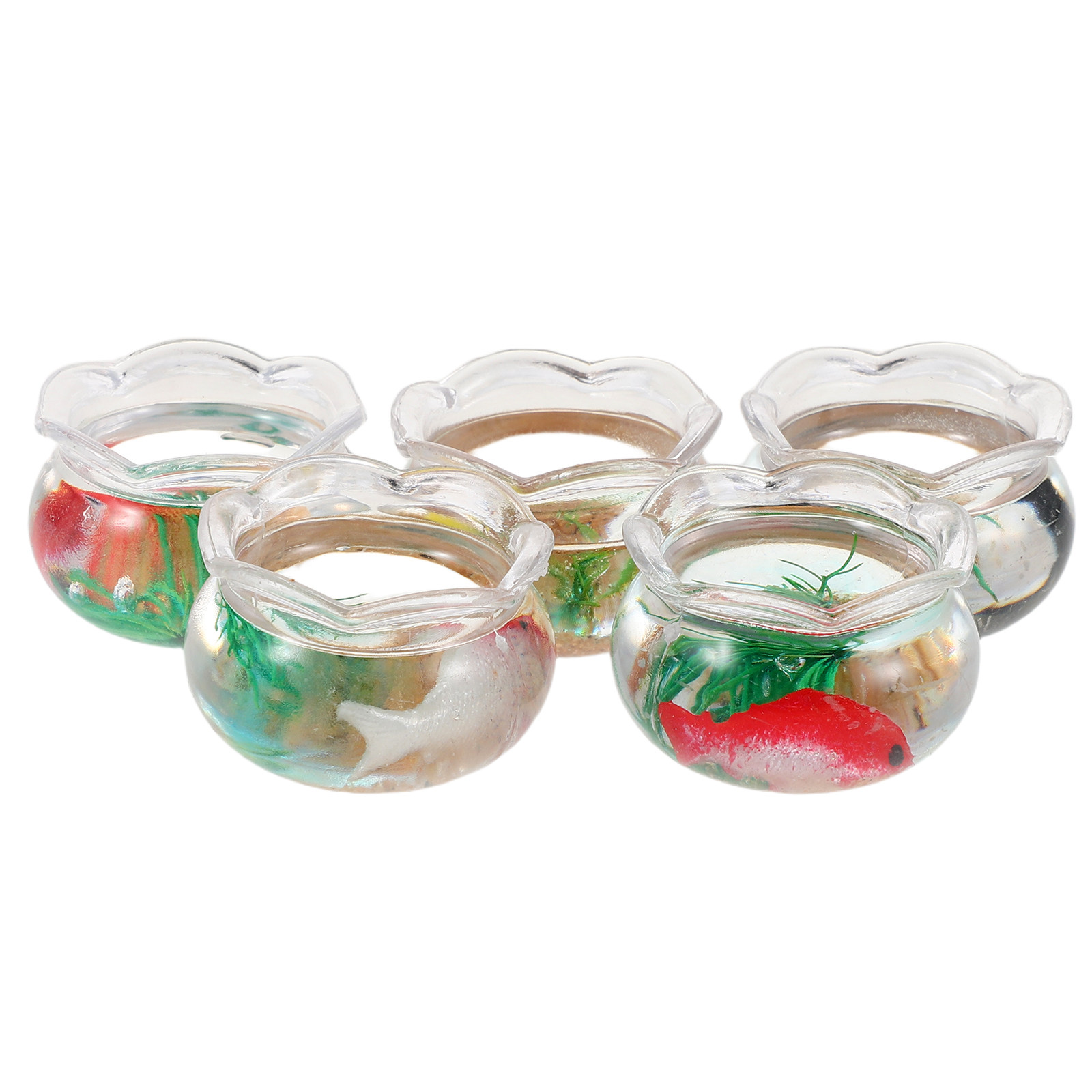 Aquarium Plants - 5 Stück Mini-Aquarium mit realistischen Koi-Fischen,